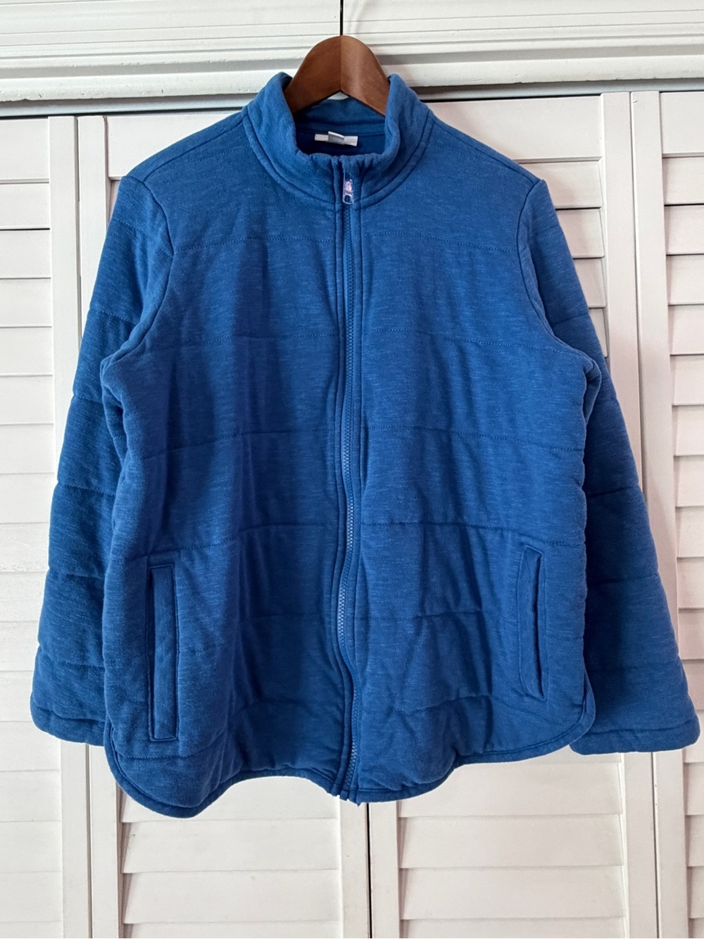 J.Jill Fit Comfy Quilted Full-Zip Jacket in Imperial Blue - Size L